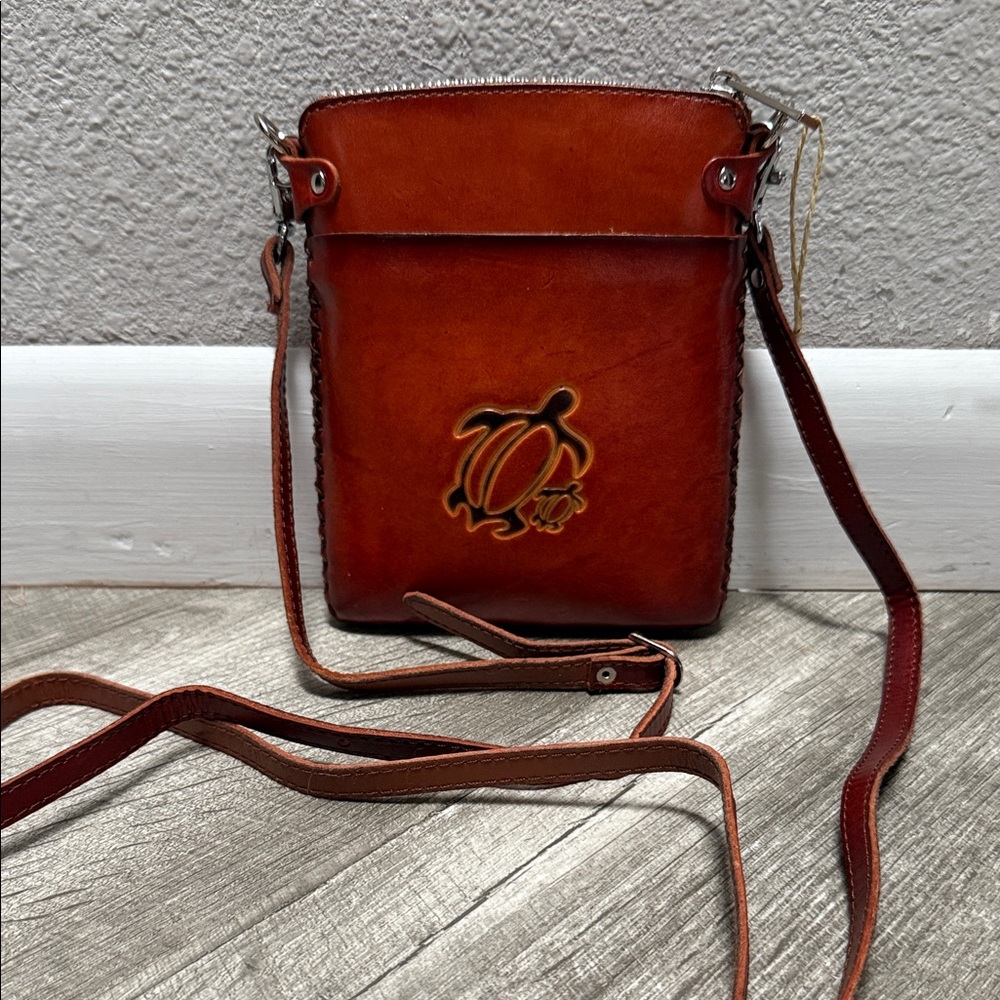 Turtles Small Brown Leather Crossbody Bag
